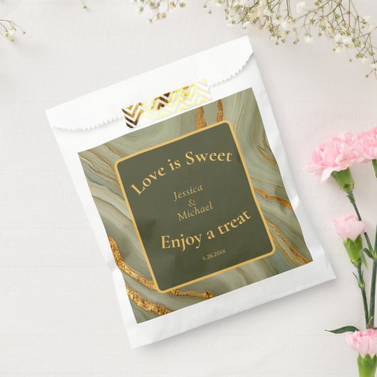 Grüne und goldene Marmor Geschenktütchen (Versiegelt)