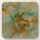 Grüne und goldene Marmor Getränkeuntersetzer (Vorderseite)