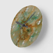 Grüne und goldene Marmor Runde Wanduhr (Winkel)
