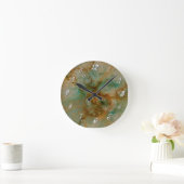 Grüne und goldene Marmor Runde Wanduhr (Zuhause)