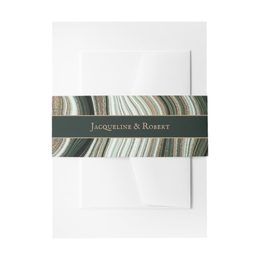 Grüne und goldene Marmorhochzeit Einladungsbanderole (Vorderseite Beispiel)