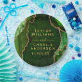 Grüne und goldene Marmorhochzeit Pappteller (Party)