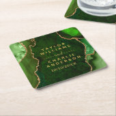 Grüne und goldene Marmorhochzeit Rechteckiger Pappuntersetzer (angewinkelt)