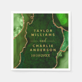 Grüne und goldene Marmorhochzeit Serviette