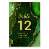Grüne und goldene Marmorhochzeit Tischnummer (Rückseite)