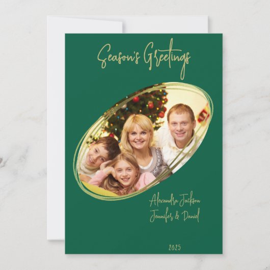 Grüne und goldene Minimalsaison Weihnachten (Vorderseite)