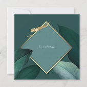 Grüne und goldene, moderne virtuelle Hochzeitsfeie Einladung (Rückseite)