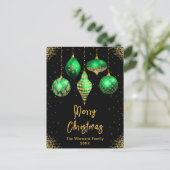 Grüne und goldene Ornamente Frohe Weihnachten (Stehend Vorderseite)