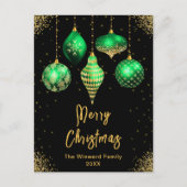 Grüne und goldene Ornamente Frohe Weihnachten (Vorderseite)
