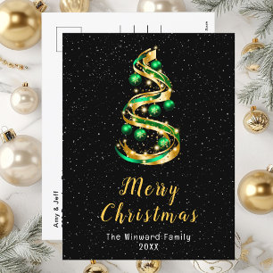 Grüne und goldene Ornamente Frohe Weihnachten