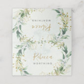 Grüne und goldene Platzkarte, Hochzeit Platzkarte (Außenseite Aufgefaltet)