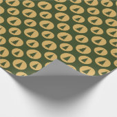Grüne und goldene Punkte und Weihnachtsbaummuster Geschenkpapier (Ecke)