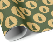 Grüne und goldene Punkte und Weihnachtsbaummuster Geschenkpapier (Rolleneckpunkt)