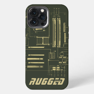 grüne und goldene ROBUSTE GEEK-Mainboard-Technik iPhone 13 Pro Max Hülle