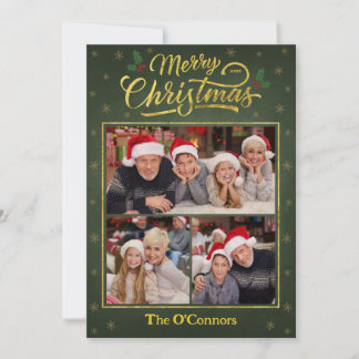 Grüne und goldene Schrift Frohe Weihnachten Collag
