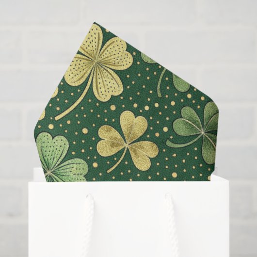 Grüne und goldene Shamrocks Seidenpapier (Geschenktüte)