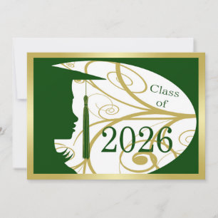 Grüne und goldene Silhouette 2026 Karte