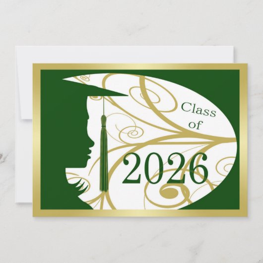 Grüne und goldene Silhouette 2026 Karte (Vorderseite)
