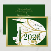 Grüne und goldene Silhouette 2026 Karte (Vorne/Hinten)