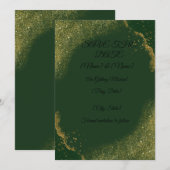Grüne und goldene Spark Save The Date Karte (Vorne/Hinten)