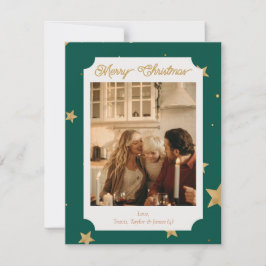 Grüne und goldene Stern-Festtagsfotokarte Feiertagskarte