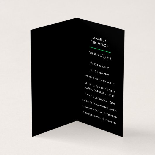 Grüne und goldene Stoffe Visitenkarten (Innenseite)