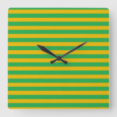 Grüne und goldene Streifen Quadratische Wanduhr (Vorderseite)