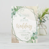 Grüne und goldene Wasserfarben Einladung (Stehend Vorderseite)