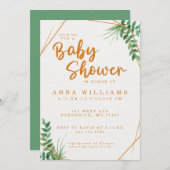 Grüne und goldene Wasserfarben Kinderdusche Einlad Einladung (Vorne/Hinten)