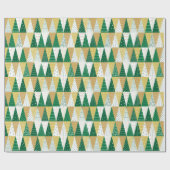 Grüne und goldene Weihnachtsbäume Geschenkpapier (Flach)