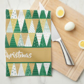 Grüne und goldene Weihnachtsbäume Geschirrtuch (Viertel Falte)