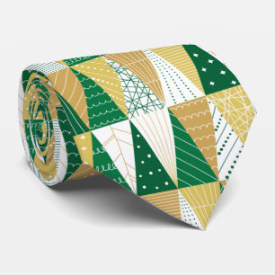 Grüne und goldene Weihnachtsbäume Krawatte