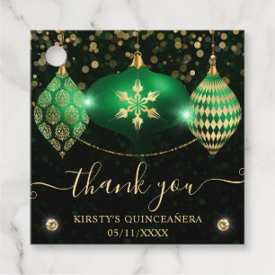 Grüne und goldene Weihnachtskugeln Quinceanera Geschenkanhänger