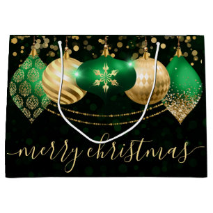 Grüne und goldene Weihnachtskugeln Weihnachten Große Geschenktüte