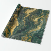Grüne und goldfarbene Acrylfarbe Nahtlos Geschenkpapier (Ungerollt)