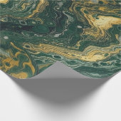 Grüne und goldfarbene Acrylfarbe Nahtlos Geschenkpapier (Ecke)