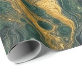 Grüne und goldfarbene Acrylfarbe Nahtlos Geschenkpapier (Rolleneckpunkt)