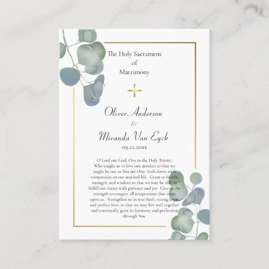 Grüne und goldorthodoxe Hochzeitskarte Platzkarte (Vorderseite)