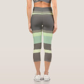 grüne und graue Abstrakte Streifen Capri Leggings (Rückseite)
