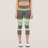 grüne und graue Abstrakte Streifen Capri Leggings (Vorderseite)
