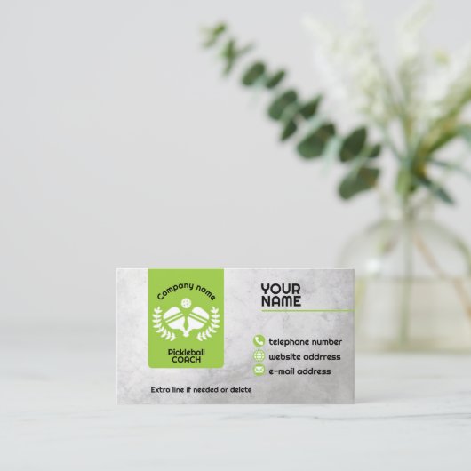 Grüne und graue Pickleball Visitenkarte (Stehend Vorderseite)