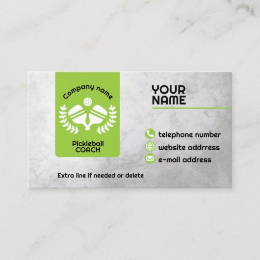 Grüne und graue Pickleball Visitenkarte (Vorderseite)
