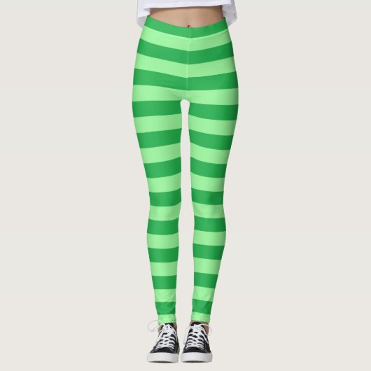 Grüne und grüne Streifen Leggings (Vorderseite)