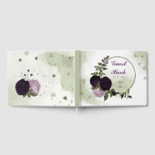grüne und helle violette Blumen Gästebuch (Voll)