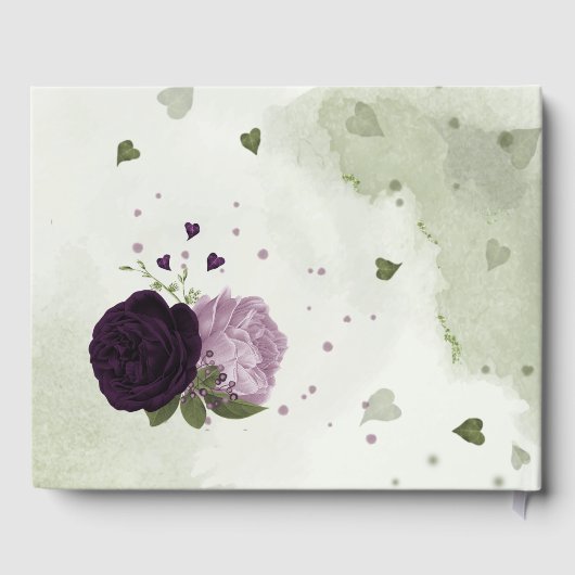 grüne und helle violette Blumen Gästebuch (Rückseite)