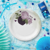 Grüne und helle violette Blumen Pappteller (Party)