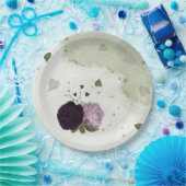 Grüne und helle violette Blumen Pappteller (Party)