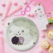 Grüne und helle violette Blumen Pappteller (Party)