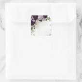Grüne und helle violette Blumen Quadratischer Aufkleber (Tasche)