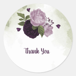 Grüne und helle violette Blumen Runder Aufkleber